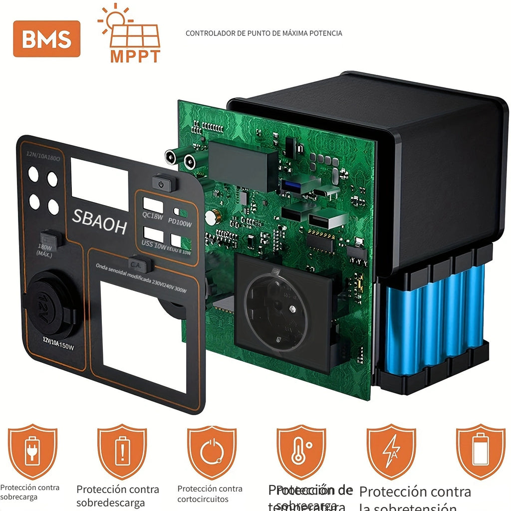 Batería externa | Banco de energía SBAOH 296WH | Estación de energía portátil SBAOH 300W 296Wh de carga rápida con tomas de CA de 230V/puertos de