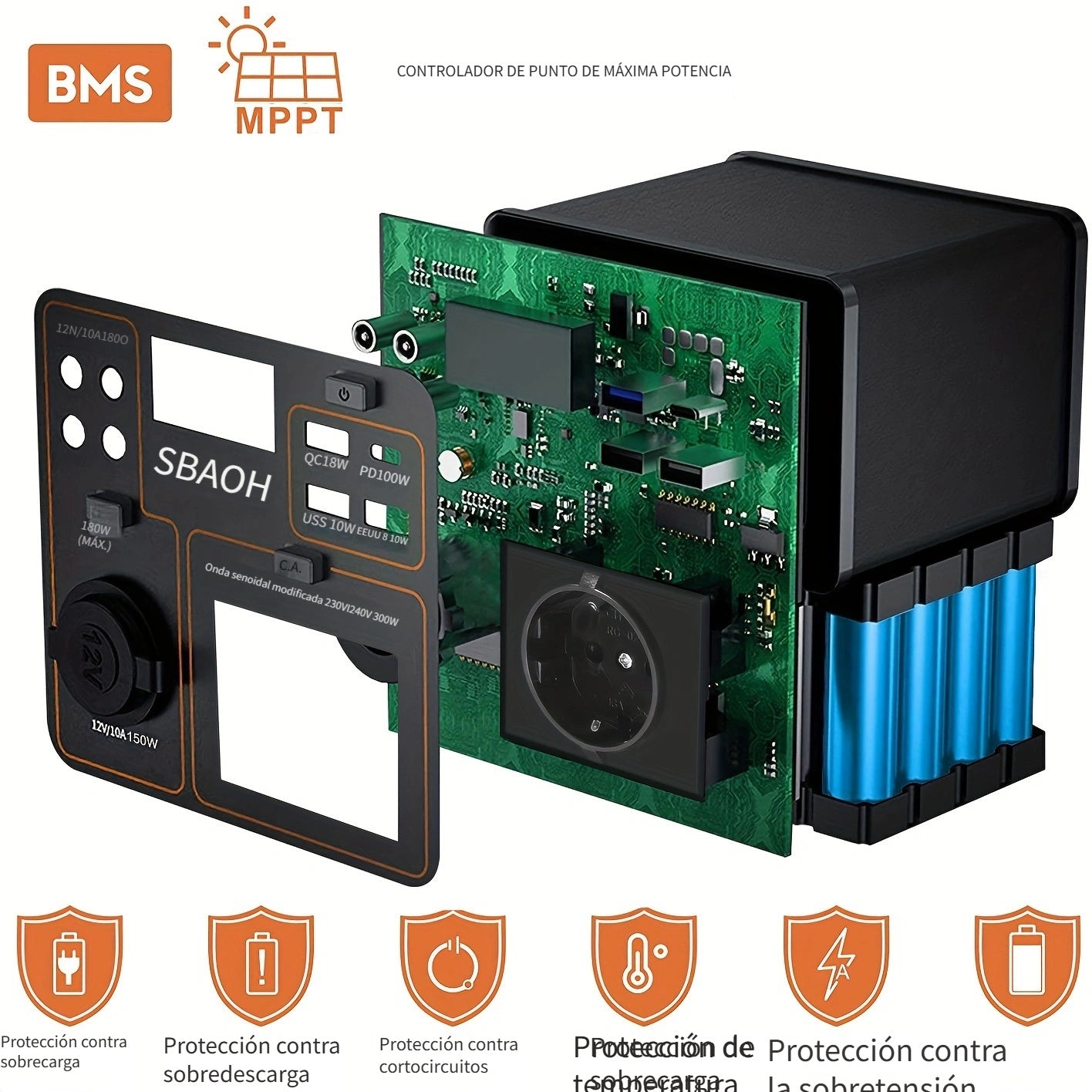 Batería externa | Banco de energía SBAOH 296WH | Estación de energía portátil SBAOH 300W 296Wh de carga rápida con tomas de CA de 230V/puertos de