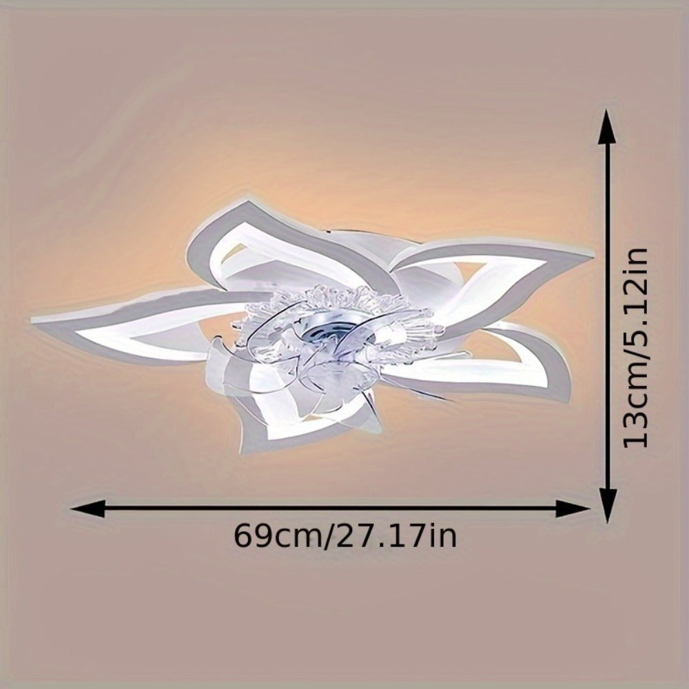 Ventilador de techo con iluminación moderna Led silencioso con control remoto y temporizador, diseño en forma de flor, lámpara de techo para dormitorio