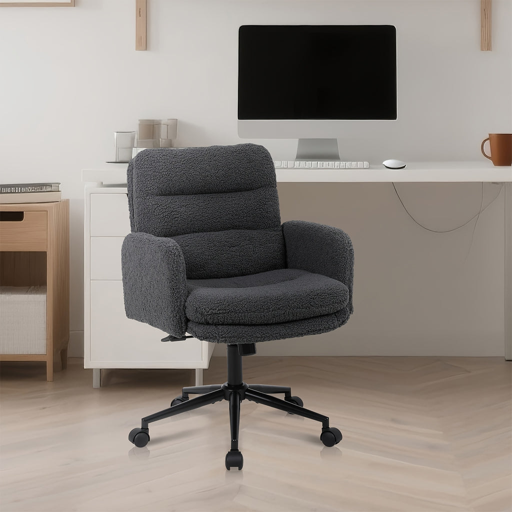 Sillas de oficina | Silla de Oficina, Silla de Maquillaje de Faux Fleece, Silla Giratoria Cómoda, Silla Ergonómica de Oficina, Altura Ajustable