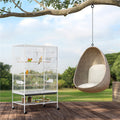 Jaula para pájaros con ruedas, 132 cm de altura, jaula grande para aves, pájaros y loros con compartimento de almacenamiento