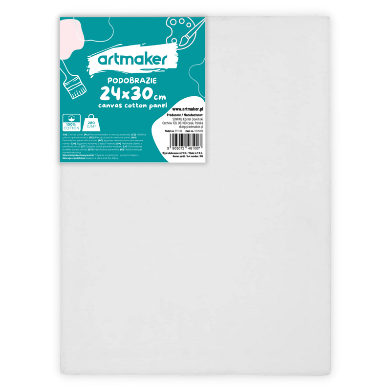 Lienzo para Artistas 24x30 cm, Superficie para Pintura, 100% Algodón Preparado para Acrílico, Óleo y Acuarela, Textura Lisa para Artistas y Aficionados, Panel Profesional de Pintura 24/30 cm, 3 mm de Grosor, Listo para Usar