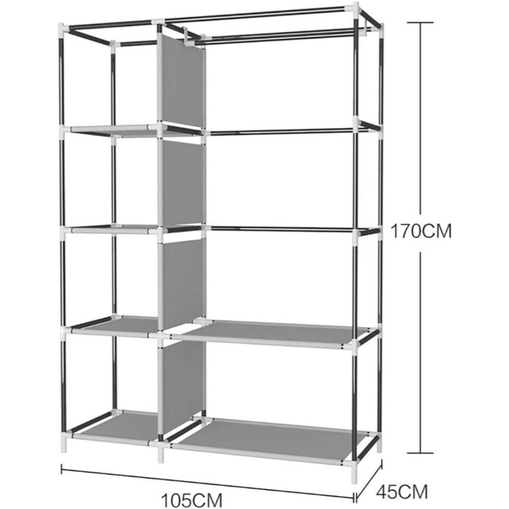 Armario Cecaro Group de tela 105X45X170 Cm - Estructura de acero reforzado, antipolvo e impermeable, armario portátil con estantes y barra para colgar, fácil de montar