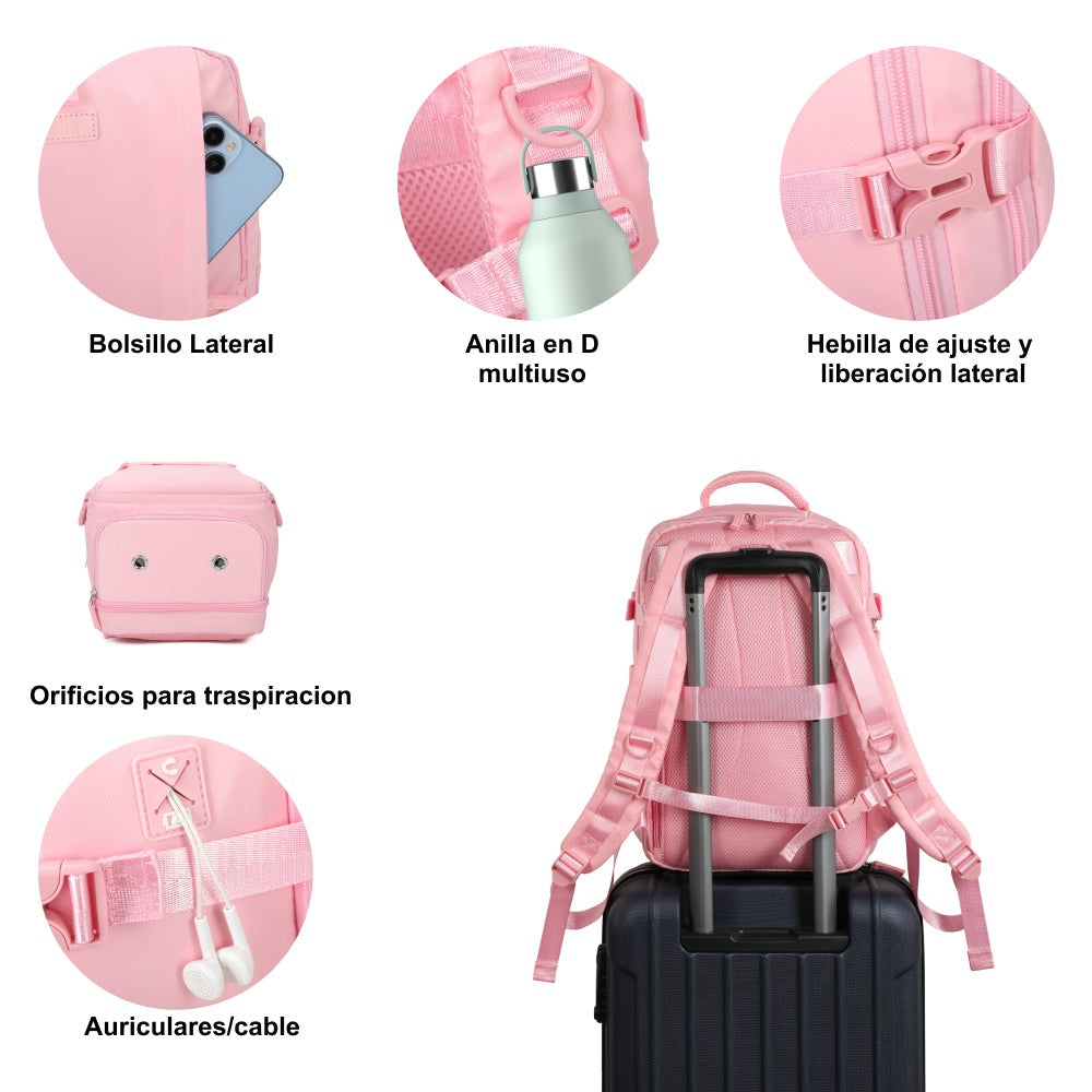 Mochila de cabina expandible 40x25x20-25cm | compartimiento para zapatillas | Mochila casual compatible con portátil 14 pulgadas
