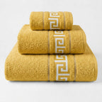 Juego de Toallas de Algodón 100% (3 Piezas) - Incluye Toalla de Tocador, Lavabo y Ducha | Tacto Suave, Ultra Absorbentes con Diseño Elegante de Lunares | Set Premium para Baño