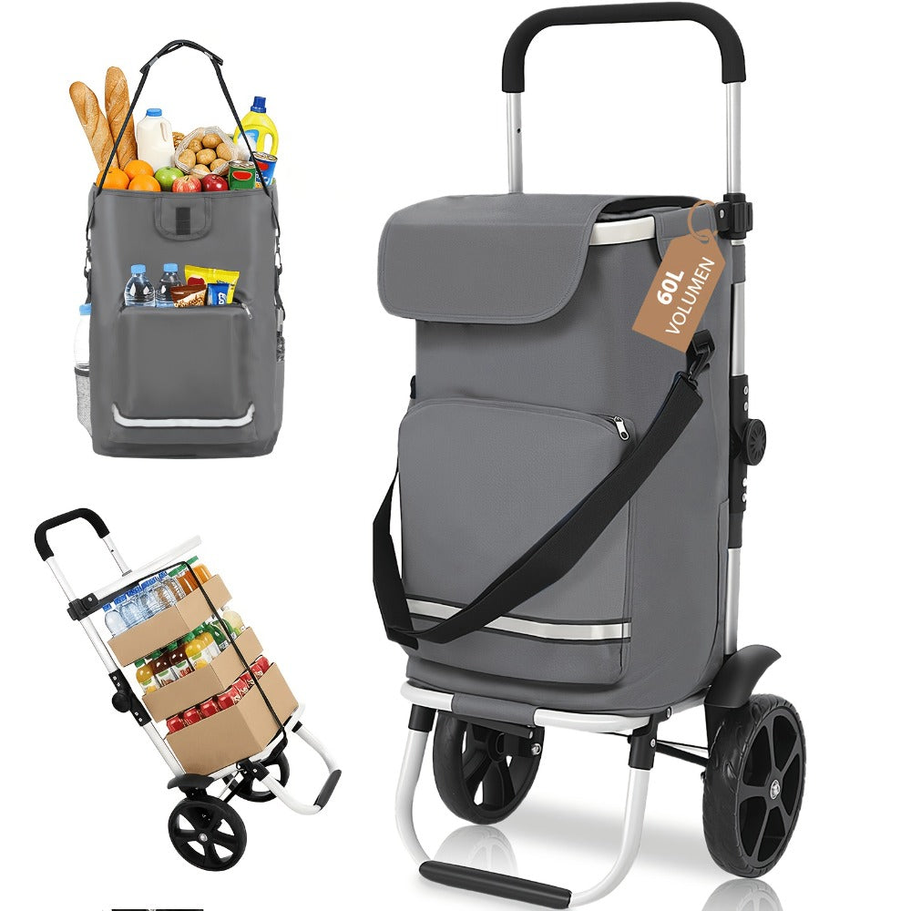Carrito de compras plegable ajustable plegable | Supermercado camping y transporte diario