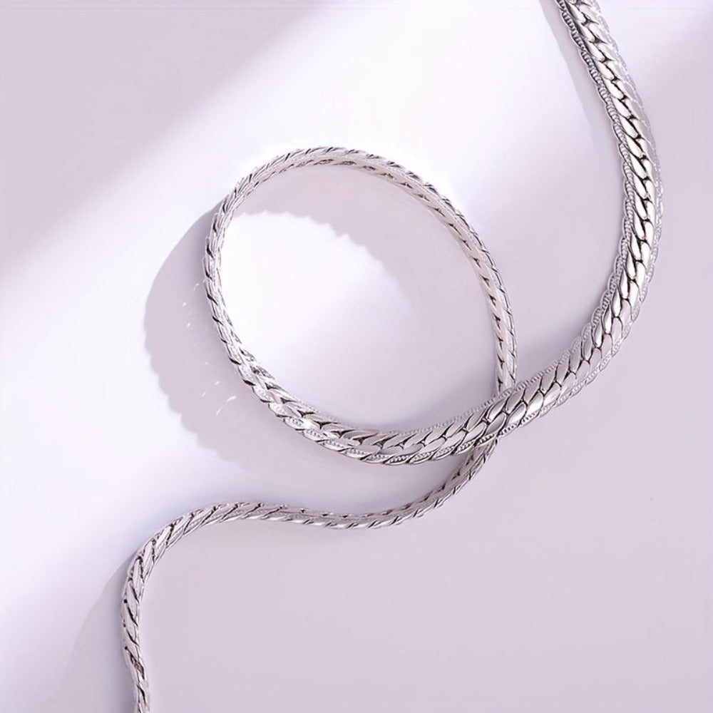 Collar de Cadena Plateada, Joyería de Plata 925, un Regalo para Mujeres, un Regalo para Hombres, un Regalo para Amigos y Colegas, Collar de Regalo de Cumpleaños, Regalo de Fiesta, Regalo de Luna de Miel, Collar de Regalo de San Valentín, Collar para Parej