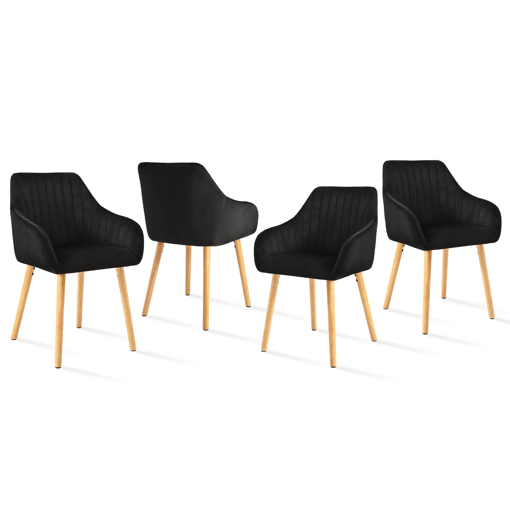 Juego de 2/4/6 sillas de comedor minimalistas con cómodo respaldo, reposabrazos y patas de madera