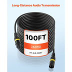 Cable XLR VEVOR 30.48 m, Paquete de 2, Cable DMX Balanceado Blindado Macho a Hembra para Micrófonos, Cable de Altavoz XLR de 3 Pines Chapado en Oro, para Iluminación de Escenario, Micrófonos, Amplificadores, Mezcladores, Sistemas de Altavoces