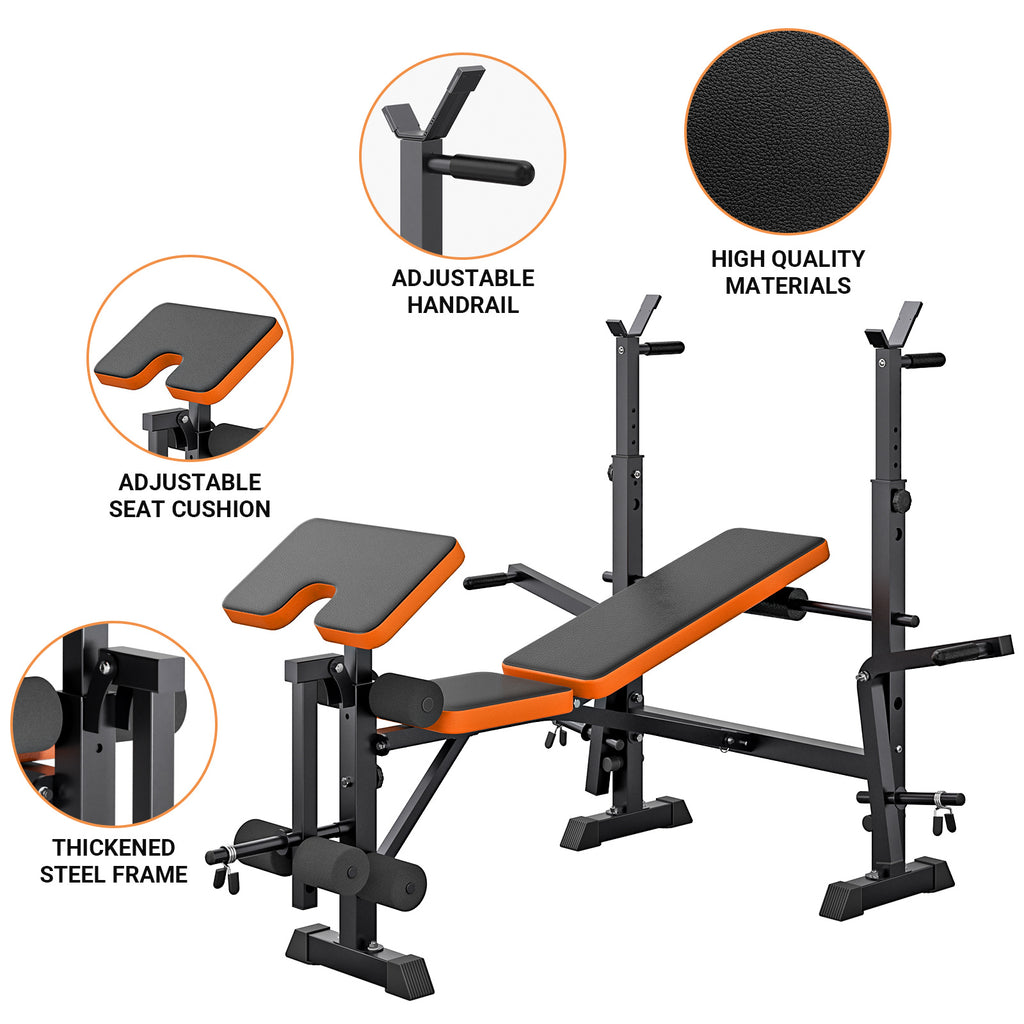 Banco de Pesas Ajustable Todo en Uno: Estación Multifuncional para Sentadillas, Extensión de Piernas y Flexiones Mariposa para Entrenamientos Corporales Completos en Casa