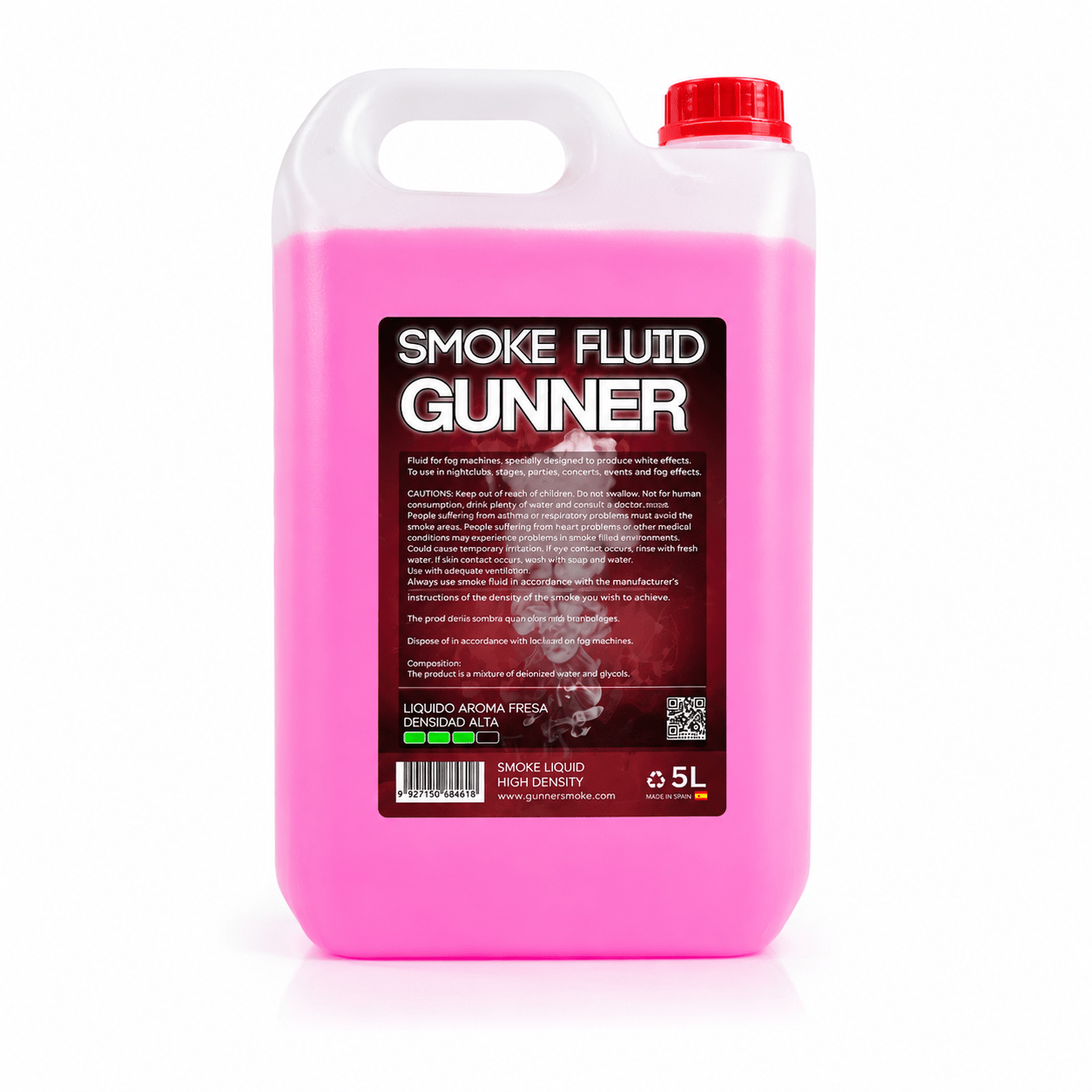 Líquido para Máquina de Humo 5L con Aroma a Fresa - Gunner Smoke | Alta Densidad | Efecto Profesional para Eventos y Fiestas