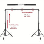 Soporte de fondo ajustable 2 x 3m sistema de soporte de fondo con marco de fondo con 2 abrazaderas de fondo y 1 bolsa de transporte