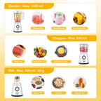 Batidora de Gran Capacidad de 1500ML, Procesador de Alimentos 3 en 1, Picadora de Carne, Licuadora para Cocina Casera y Verduras, Jugos Saludables para el Hogar, Smoothie, Sorbete, Batido, Ice Slushie