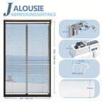 Persiana veneciana Sekey Klemmfix para ventanas, de suspensión libre, lamas de aluminio de 25 mm, con perforación, incluye material de montaje, persiana de aluminio, sin perforación