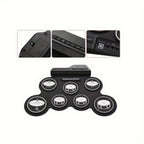Batería electrónica, 7 pads enrollables, kit de batería midi portátil con altavoz incorporado/pedales/tomacables para auriculares, excelente regalo de vacaciones para principiantes