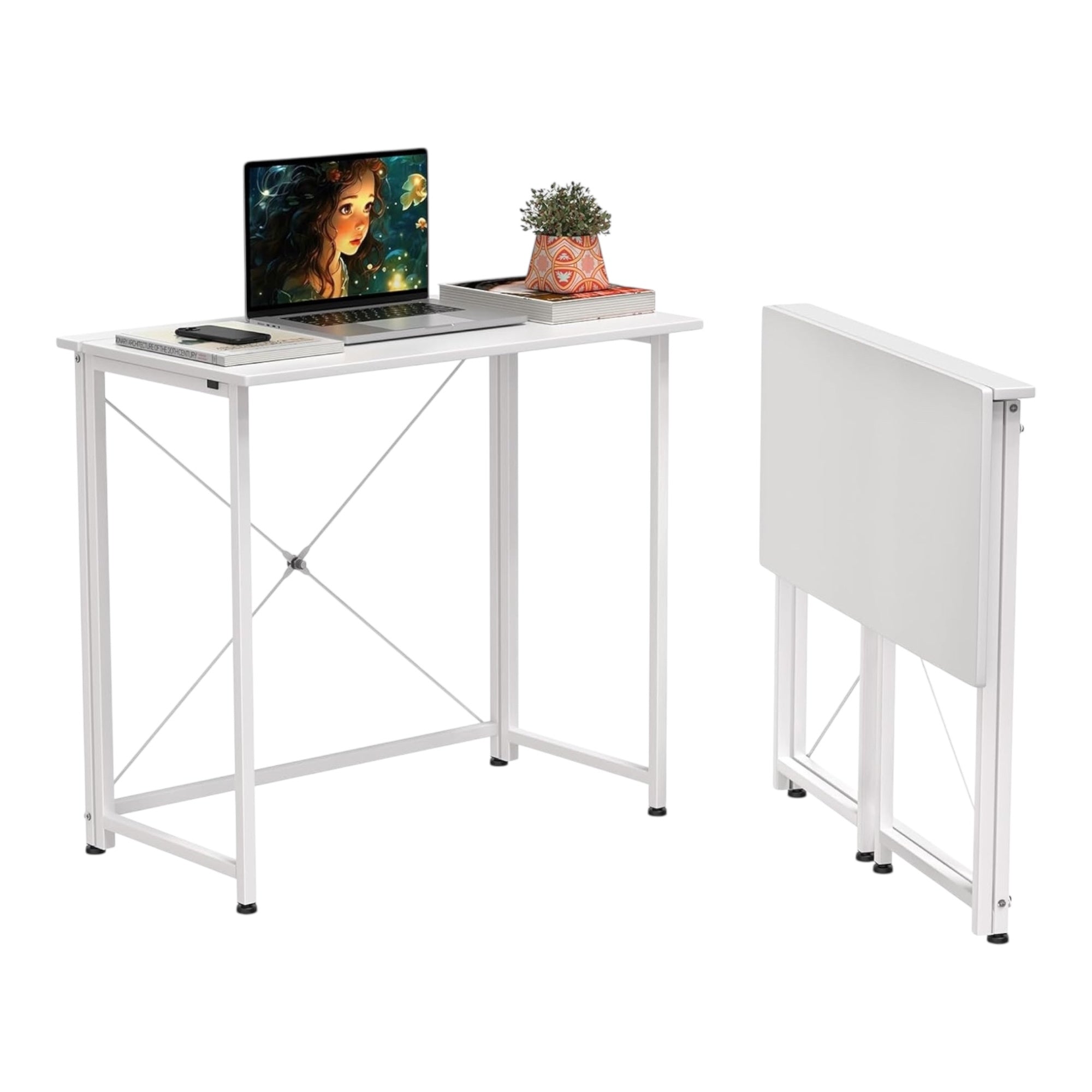 Mesa Escritorio Plegable, Mesa de Oficina Plegable, para Ordenador, Pequeño Mesa Ordenador Plegable Escritorios portátiles para Estudio, Casa Oficina 80x40x75cm