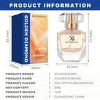 SHINESONN Perfume de Mujer Diamante Dorado - Aroma de Lujo Elegante, 1.01 fl oz Eau de Parfum, Sin Alcohol, Sin Formaldehído, Fragancia Floral, Regalo Perfecto para las Fiestas, Artículo de Regalo para las Fiestas|Botella de Perfume Elegante|Estética Lujo