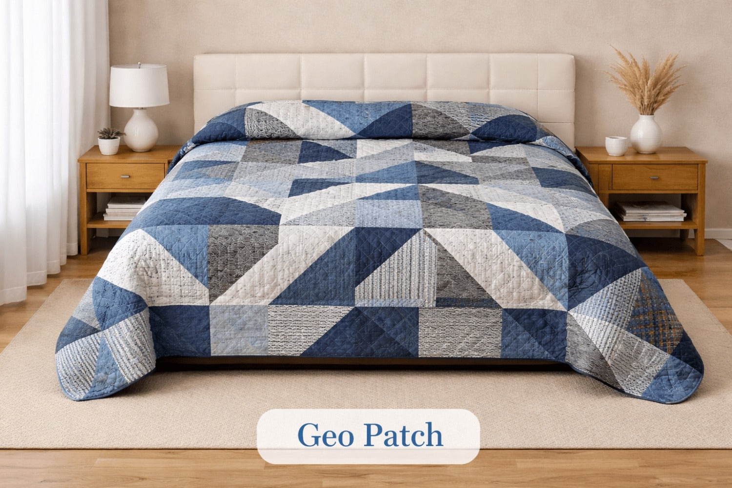 Colcha Bouti Microfibra Reversible Estampada – Colcha Verano y Entretiempo Ligera y Transpirable, Acolchado Pinsónico para Todas las Estaciones, Sin Fundas de Almohada
