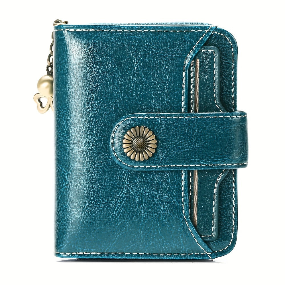 Billetera para mujer, protección RFID, billetera pequeña, multi-compartimento, bolso, monedero para mujer, billetera de cuero para mujer