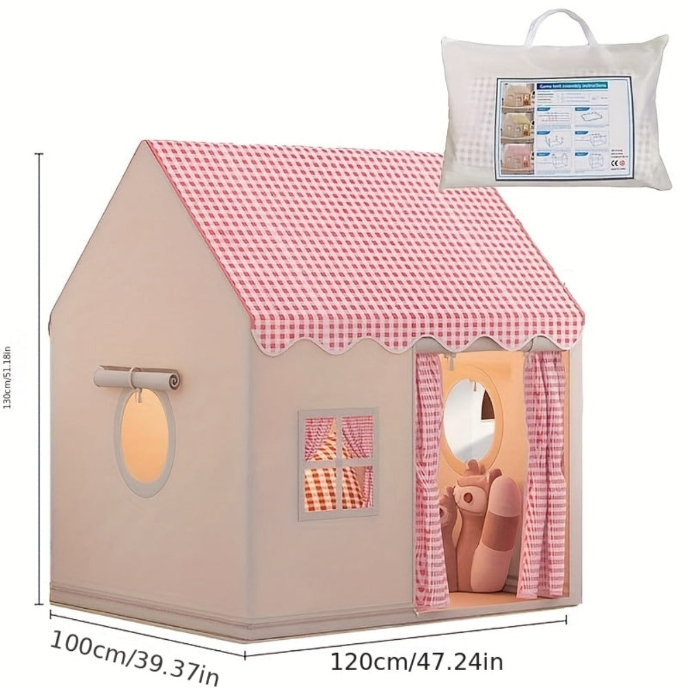 Tienda de campaña estilo casa a cuadros rosa y blanco - Casa de juegos extra grande para interiores y exteriores para niños | Se pliega para un fácil almacenamiento | Casa a cuadros rosa grande | Regalo perfecto para vacaciones y cumpleaños para niños y n