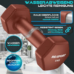 RE:SPORT® Juego de Mancuernas 3 Pares, 1Kg - 5Kg, 12Kg o 18Kg con Soporte y 3 Bandas Elásticas Fitness | Mancuernas Cortas Antideslizantes de Neopreno para Mujeres y Hombres | Juego de Mancuernas
