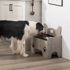 Comedero Elevado para Mascotas con Dos Tazas de Acero Inoxidable, Diseñado para Evitar Derrames, Apto para Perros de Todo Tamaño, con un Diseño Vintage Marrón y Negro
