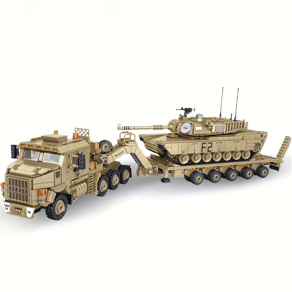 Set de bloques de construcción de vehículo pesado de transporte de tanques de 3482 piezas, modelo de construcción de vehículo de transporte blindado MOC, exhibición de colección para adultos, regalo para entusiastas de modelos de tanques 628015