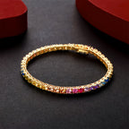 Pulsera de mujer lujosa y elegante de plata de ley 925 con piedras de morganita de colores. Un regalo perfecto para uso diario, Día de San Valentín, aniversario, cumpleaños y Navidad, presentada en una hermosa caja de regalo.