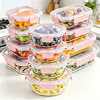 12 piezas de nuevos recipientes de cristal con tapa para almacenar alimentos 2026, para preparación de comidas, despensa de alimentos, cocina, recipientes para almacenar el almuerzo, a prueba de fugas, fiambrera bento de cristal sellada, aptos para microo