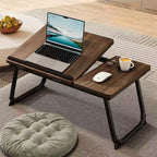 Mesa plegable para cama y sofá con altura ajustable de 5 niveles, bandeja con superficie ajustable y portavasos, mesa pequeña multifunción para ordenador, libros, trabajo y estudio en casa (56x32x25cm)