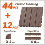 44 piezas de baldosas de composite para terraza exterior de 29.97 X 29.97 cm, pisos entrelazados para terraza, baldosas de piso de terraza rápidas, pisos impermeables para patio, balcón, jardín y exteriores, 44 baldosas por caja de 43.05 pies cuadrados, 1