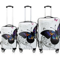 Monzana® Completo Set de 3 Maletas de Viaje Butterfly 42L 66L 98L Valijas Equipaje Mango Telescópico 4 Ruedas 360°