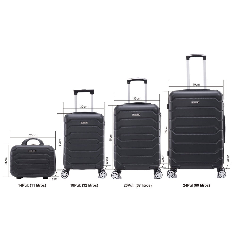 Conjunto de Maletas de Viaje Elegantes: Carcasa Ligera de ABS, Cerradura Numérica, 4 Ruedas Giratorias 360, Asa Telescpica de Aluminio Aleado Juego de Maletas Set Trolley Maleta Cabina ( 6999 8001 8002 )