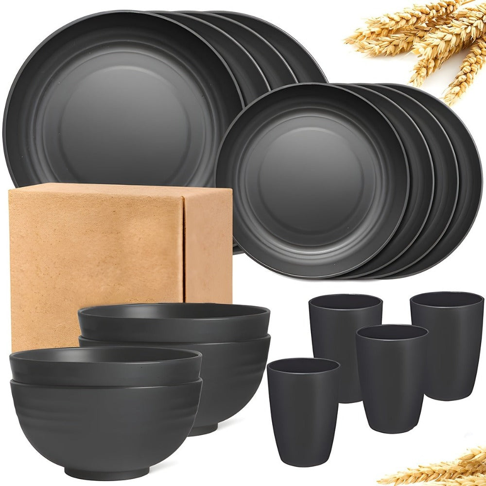 Juego de vajilla de 16/32 piezas, incluye platos, tazones y tazas, para el hogar, días familiares, camping, picnic, fiesta, suministros de cocina, complementos de vajilla