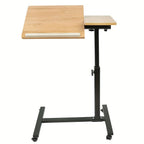 Escritorio Ajustable para Laptop, 60 X 34.5 X 58-90 Cm, Mesa Plegable para Cama, Mesa de Sofá con Ruedas, Soporte Elevable para Laptop Giratorio 360 Grados, Escritorio de Madera para Sofá y Laptop