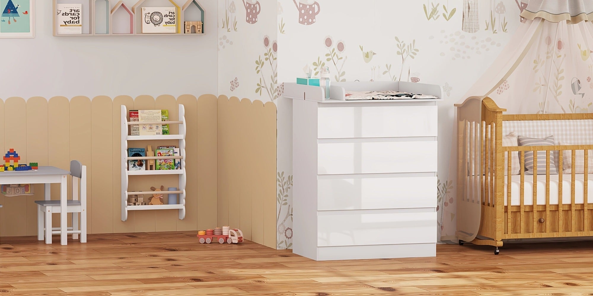 1 unidad de cajones de almacenamiento con 4 cajones grandes, puede usarse como organizador, cómoda, mueble para el hogar, con estantes extraíbles, puede ser mesa de noche, dormitorio, sala de estar, baño, blanco, 110x80x75 cm, decoración de Pascua, Regalo