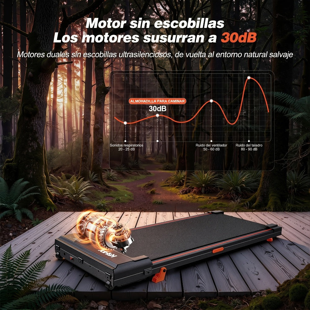 Alfombra de caminar con inclinación del 12%, quema 50% más de calorías, alfombra de caminar para escritorio, máquina de caminar portátil silenciosa de 30Db con carga de 100KG para fitness en casa, sin batería