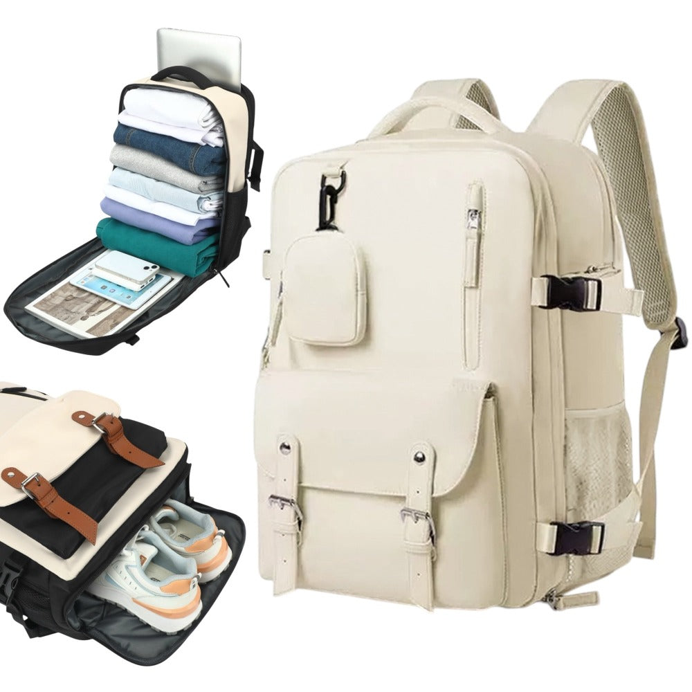 Mochila de Viaje para Cabina de Avion 43x30x18 para Vuelo Barato, Equipaje de Mano y Espaciosa con Compartimento para Zapatos y Mochila Antirrobo Multifuncional para Viajes (266)