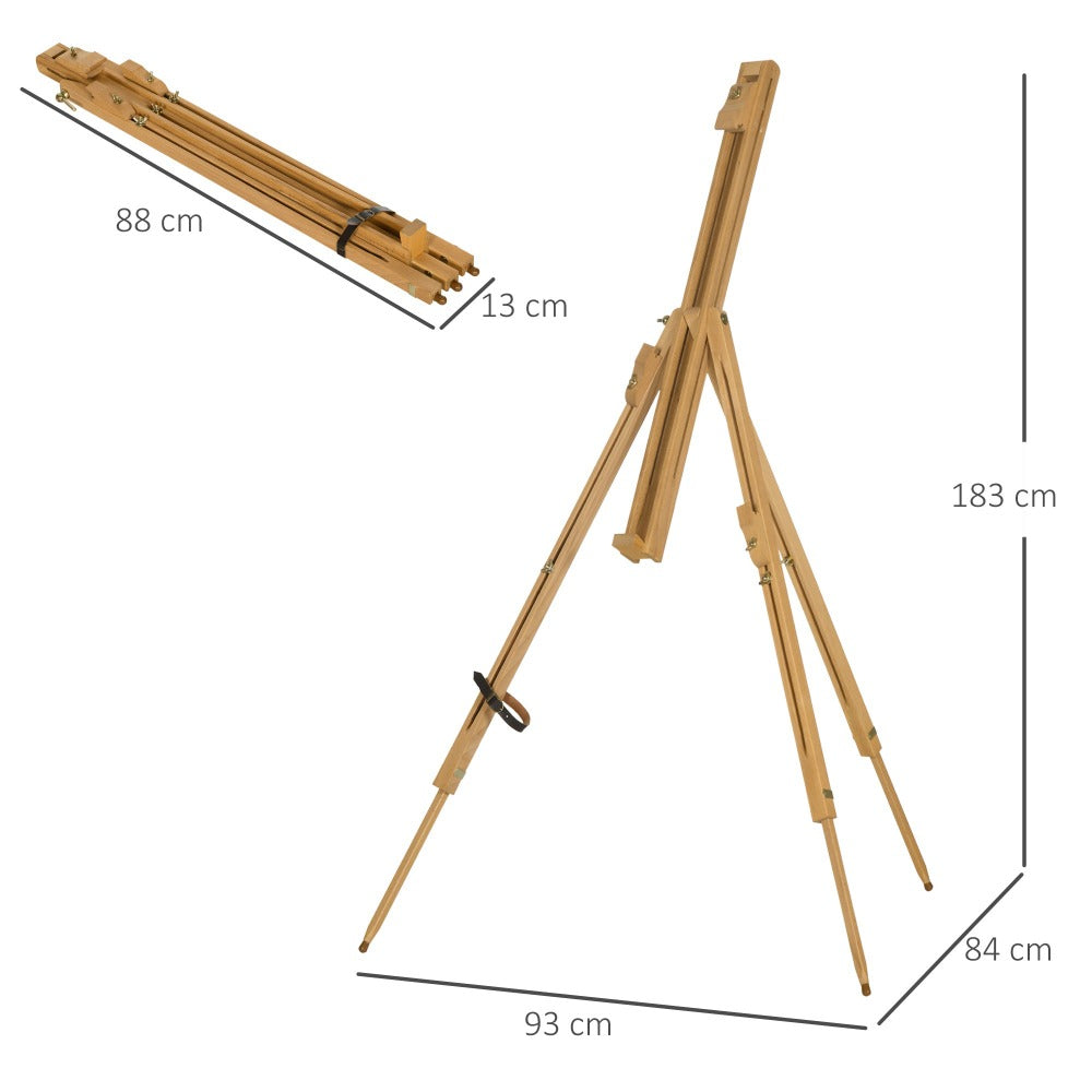 Caballete de madera Vinsetto Artist con soportes, plegable y portátil para artistas de bodas, sostiene lienzos de hasta 66/107 cm, madera natural
