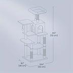Rascador para gatos | Torre para Gatos Feandrea de Múltiples Niveles con 4 Postes Rascadores, Hamaca Acolchada y Cueva Acogedora - Mueble