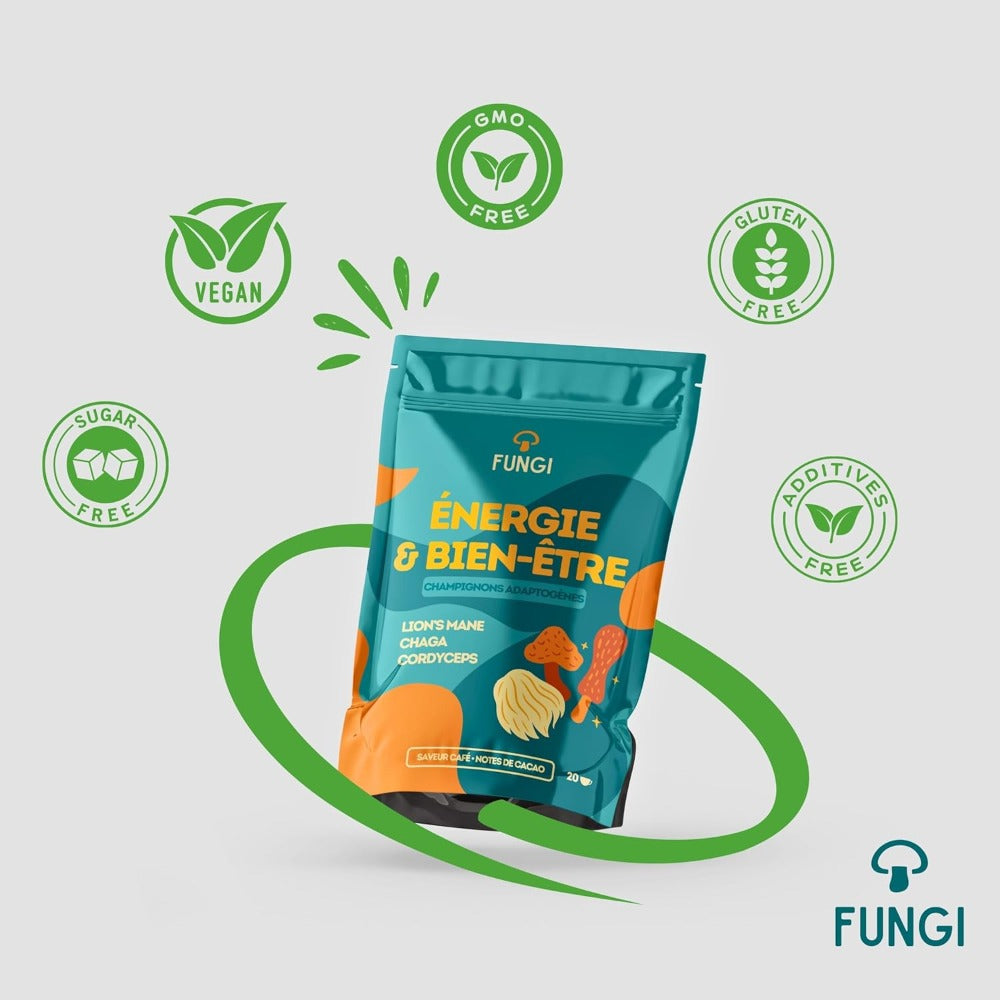 Céspedes - Hongos adaptógenos (Cordyceps, Chaga, Pelo de León) - Sabor a café, Nota de cacao - Naturalmente dulce - Sabor estable e intenso