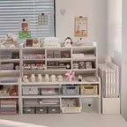 1pc Escritorio Multinivel con Portabolsígrafos Inclinado y Acabado Blanco Mate - Estante Cúbico Ahorrador de Espacio, Estantes de Almacenamiento con Particiones para Suministros de Oficina, Libros, Papelería - Compatible con Organización de Escritorio y O