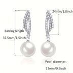 Pendientes de perlas elegantes y lujosos hechos de plata de ley 925, vienen con una caja de regalo de alta calidad.