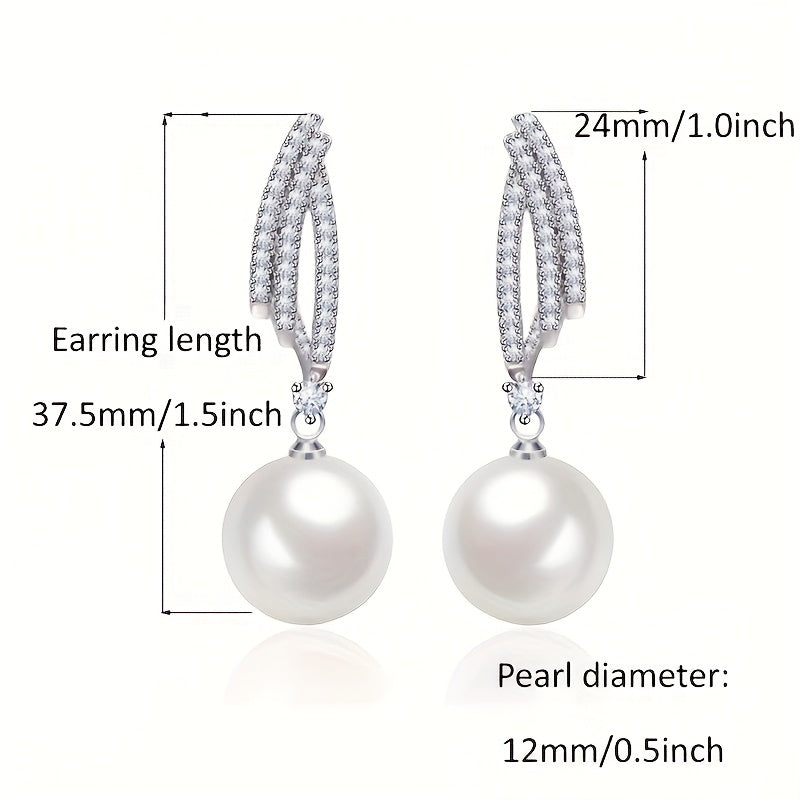 Pendientes de perlas elegantes y lujosos hechos de plata de ley 925, vienen con una caja de regalo de alta calidad.