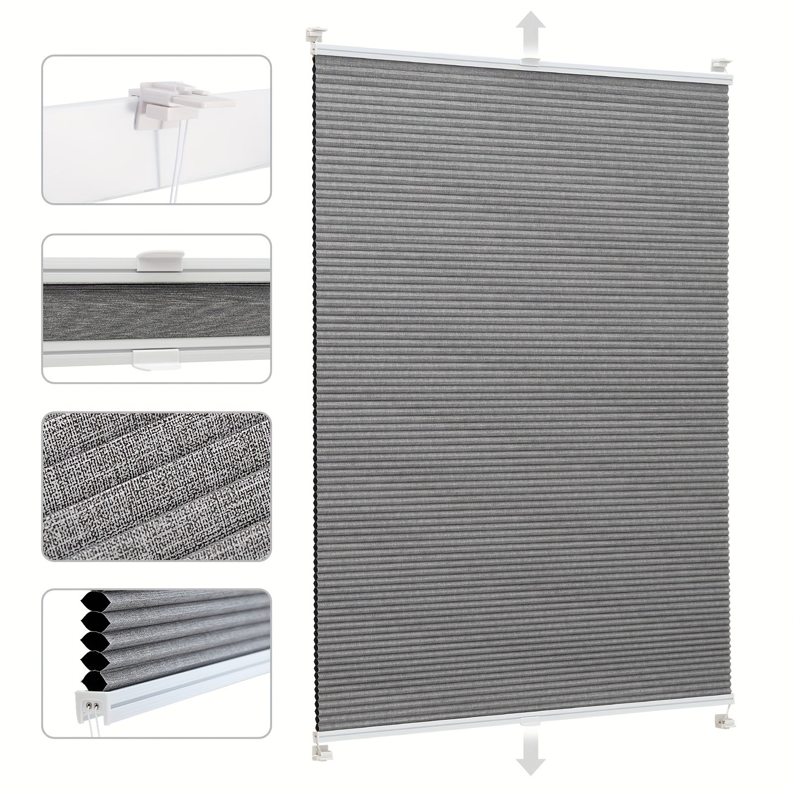 Cortina Celular Sekey Tipo Panal de Abeja, Totalmente Opaca, No Requiere Perforación, Persiana de Privacidad con Tira de Aluminio, Diseño de Clip, Doble Opción de Filtrado de Luz (Clara y Oscura), Incluye Instalación