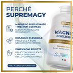 SUPREME MAGNESIO BISGLICINATO 450Mg (Hasta 4 Meses) 240 Pastillas - Complejo Premium | Vitamina B12, B1, B2, B6, C y Coenzima Q10 | Suplemento - Vegano y Hecho en Italia