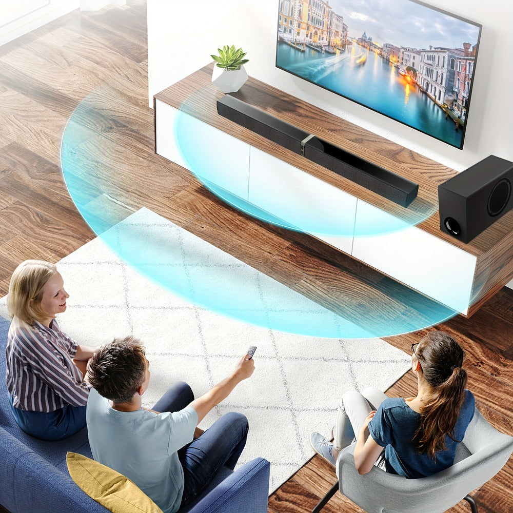 Barra de sonido con subwoofer, barra de sonido para Smart TV, barras de sonido inalámbricas 5.0, graves profundos, sistema de audio para TV con ARC/Opt/AUX para sonido de cine en casa mejorado, altavoz con control remoto por infrarrojos