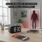 Cámara con reloj digital 1080P FHD, cámara de seguridad con tarjeta SD de 32 GB, punto de acceso AP y WiFi6, visualización remota en tiempo real, almacenamiento local, detección de movimiento, para uso en interiores en hogar, oficina y tienda inteligentes