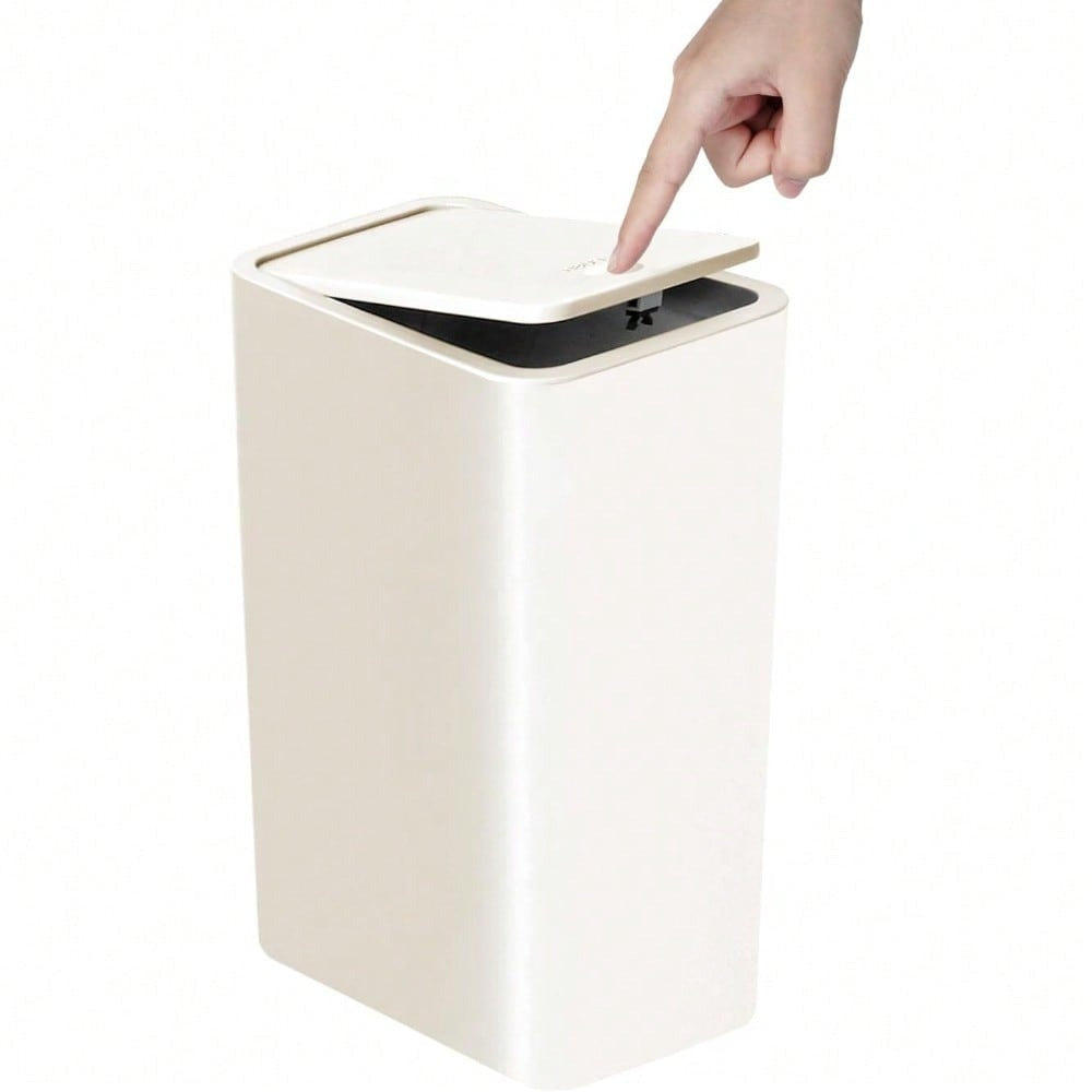 Bote de basura para baño con tapa, 10L / 15L de Capacidad - pequeño cubo de basura con tapa desplegable, Cubo Basura para Oficina, Habitacion, Cocina - Negro/Blanco/Gris