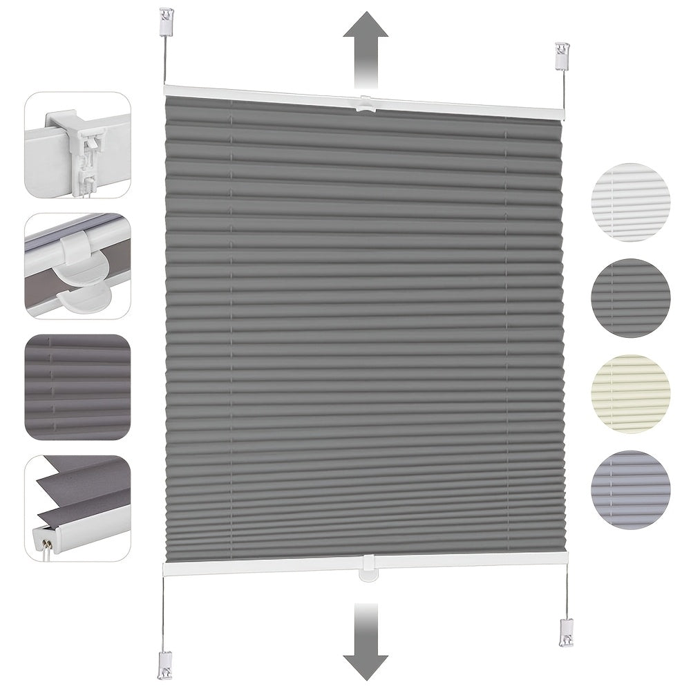 Estor enrollable | Persianas opacas plisadas con cordón Sekey para cubrir ventanas - Instalación sin taladro, estores enrollables de bloqueo con